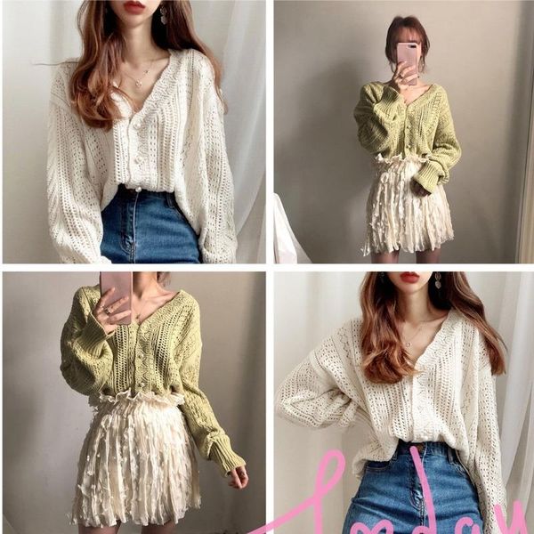 women's knits & tees fall 2021 women fashion cardigan spring autumn v-neck knitted sweaters korean students hollow loose knit harajuku, White
women's knits & tees fall 2021 women fashion cardigan spring autumn v-neck knitted sweaters korean students hollow loose knit harajuku, White