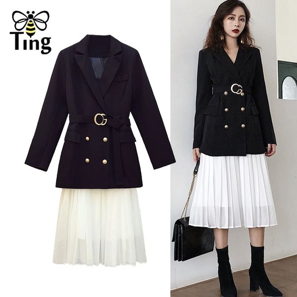 vintae elegant women 2 pcs sets double breasted blazer coat & white pleated skirts fashion midi dress za 210513
vintae elegant women 2 pcs sets double breasted blazer coat & white pleated skirts fashion midi dress za 210513