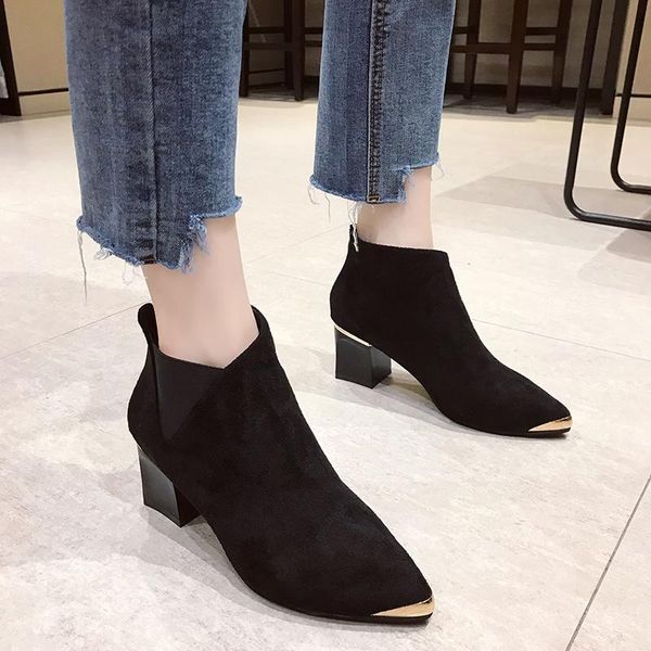 boots 2021 woman's ankle spring women high square heels flock zip shoes female pointed toe metal decoration botas, Black
boots 2021 woman's ankle spring women high square heels flock zip shoes female pointed toe metal decoration botas, Black
