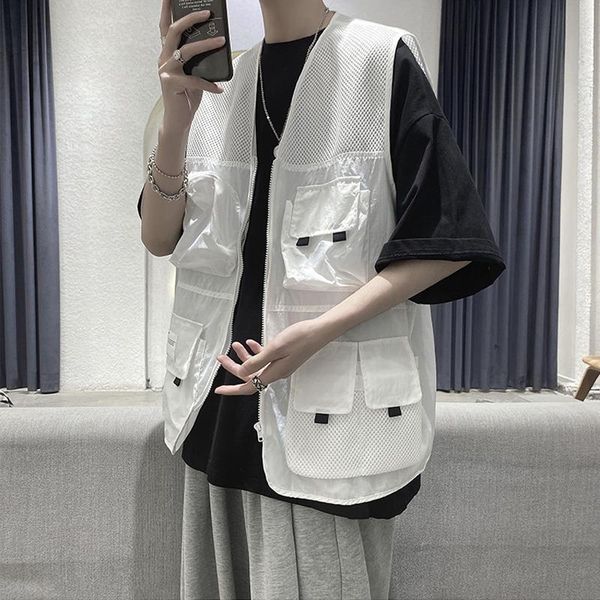 summer tooling jacket vest men's and women's fashion personality function style waistcoat gilet homme vests, Black;white
summer tooling jacket vest men's and women's fashion personality function style waistcoat gilet homme vests, Black;white