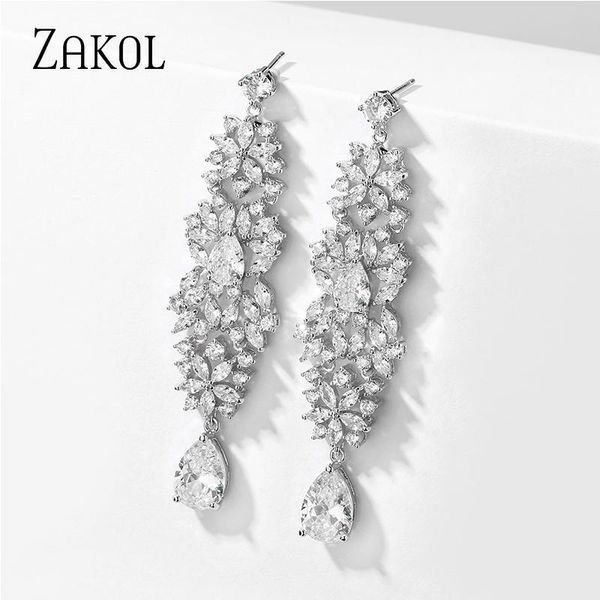 dangle & chandelier zakol arrival cubic zirconia flower long earrings for women luxuriy micro cz wedding party jewelry gift fsep5091, Silver
dangle & chandelier zakol arrival cubic zirconia flower long earrings for women luxuriy micro cz wedding party jewelry gift fsep5091, Silver