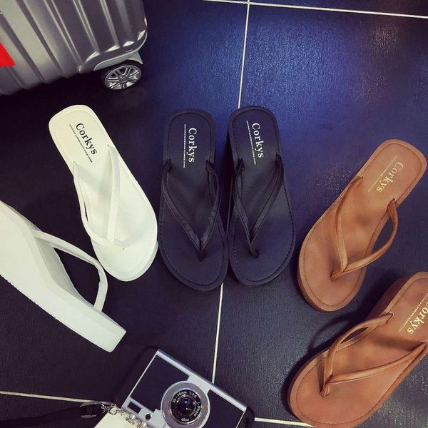 sewing beach sho thick soled slippers women's summer fashion wear seaside anti slip high heel clip foot sandal flip flop, Black
sewing beach sho thick soled slippers women's summer fashion wear seaside anti slip high heel clip foot sandal flip flop, Black
