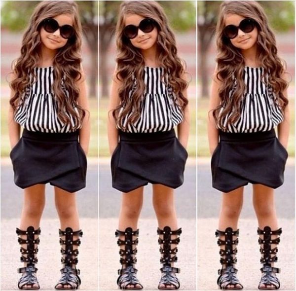 2 7years kids baby girls clothes sets striped sleeveless vest black shorts 2pcs casual outfits 7y, White
2 7years kids baby girls clothes sets striped sleeveless vest black shorts 2pcs casual outfits 7y, White