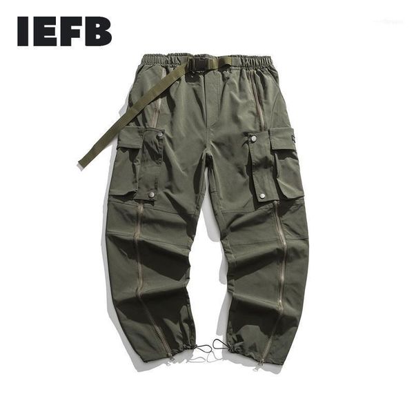 men's pants iefb 2021 spring overalls trendy side pocket contrast solid color simple casual belt elastic waist trousers 9y53381, Black
men's pants iefb 2021 spring overalls trendy side pocket contrast solid color simple casual belt elastic waist trousers 9y53381, Black