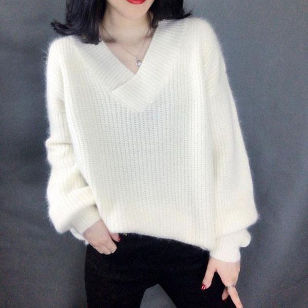 zoki v neck women sweater fashion autumn pullover knitted lantern long sleeve winter loose thick female basic 2021 women's sweater, White;black
zoki v neck women sweater fashion autumn pullover knitted lantern long sleeve winter loose thick female basic 2021 women's sweater, White;black