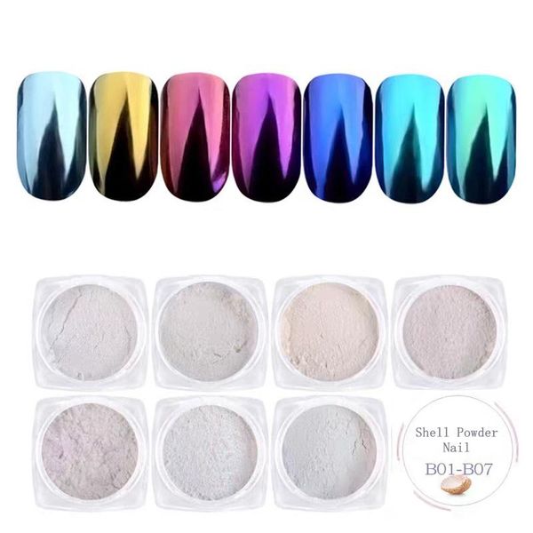 

nail glitter 1box pearl powder art mirror mermaid effect chrome pigment uv gel polish shimmer dip dust diy nails decor, Silver;gold