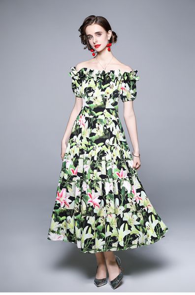 beach dresses 2021 women's summer holiday printing dress slash neck waist-closing 100% polyester lady's casual wear, Black;gray
beach dresses 2021 women's summer holiday printing dress slash neck waist-closing 100% polyester lady's casual wear, Black;gray