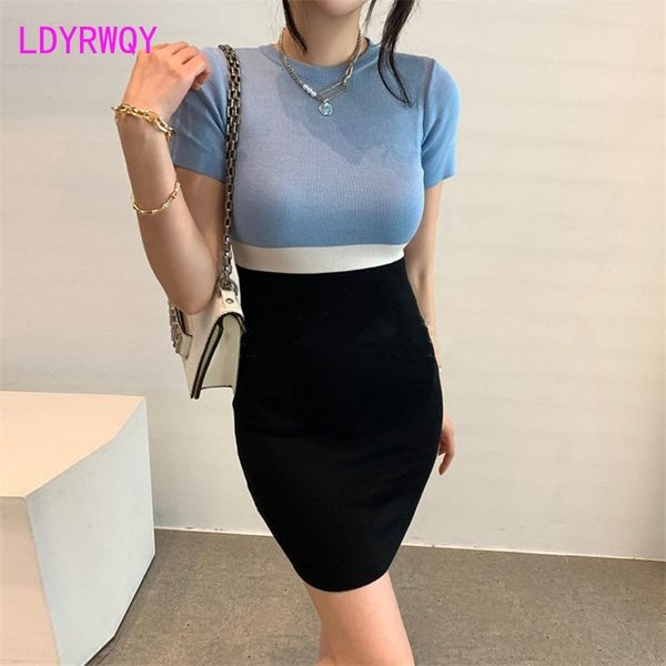 ldyrwqy summer round neck contrast color stitching slim knit dress all-match hip pack office lady 210603, Black;gray
ldyrwqy summer round neck contrast color stitching slim knit dress all-match hip pack office lady 210603, Black;gray