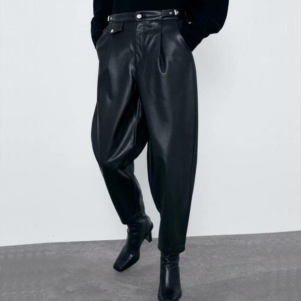 fashion elegant high waist womens capri faux leather black loose fake cool pockets trousers streetwear, Black;white
fashion elegant high waist womens capri faux leather black loose fake cool pockets trousers streetwear, Black;white