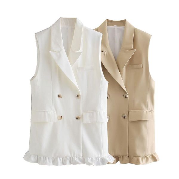 women's suits & blazers high-quality ladies ruffled suit business office vest fashion casual outwear, White;black
women's suits & blazers high-quality ladies ruffled suit business office vest fashion casual outwear, White;black