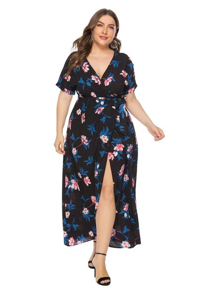 women's swimwear 2021 dress bohemian plus size summer style v-neck print slit high waist long skirt short sleeve beach wear, White;black
women's swimwear 2021 dress bohemian plus size summer style v-neck print slit high waist long skirt short sleeve beach wear, White;black