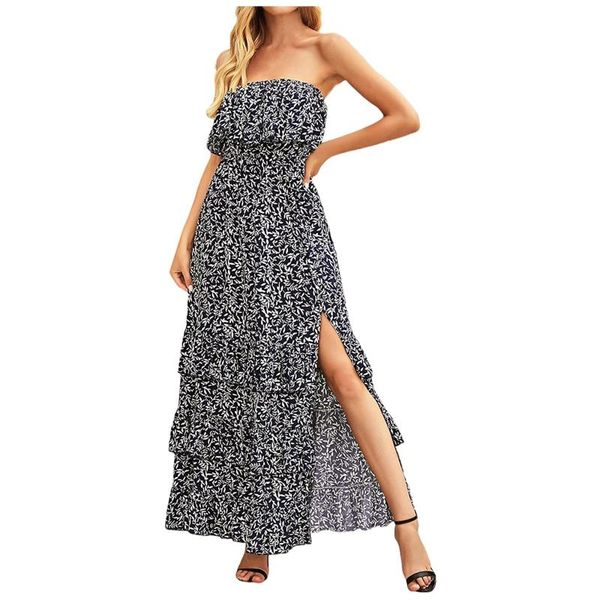 casual dresses women's floral print bohemian maxi dress strapless ruffle cold shoulder long party high split robe longue vestidos, Black;gray
casual dresses women's floral print bohemian maxi dress strapless ruffle cold shoulder long party high split robe longue vestidos, Black;gray