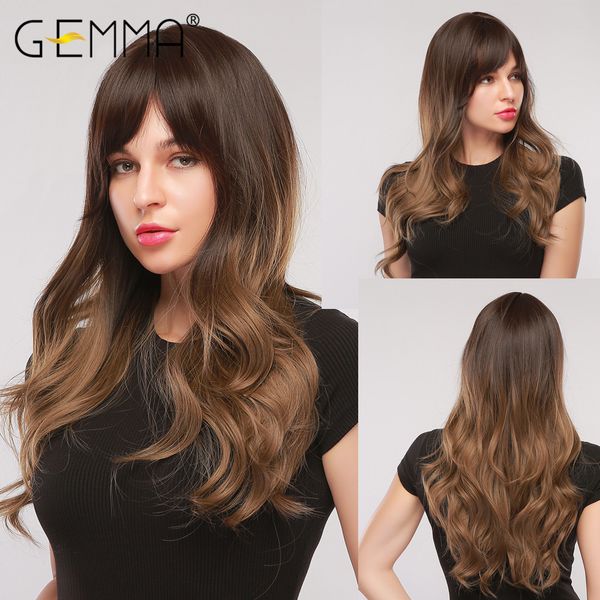 long wavy wigs with bangs black brown ombre synthetic heat resistant wigs for women girls cosplay party daily false hair
long wavy wigs with bangs black brown ombre synthetic heat resistant wigs for women girls cosplay party daily false hair