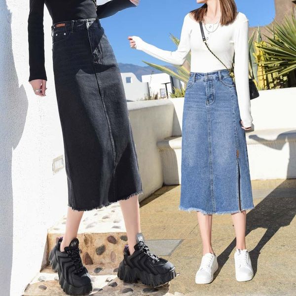 skirts large size women's spring and autumn denim high waist thin side split a-word korean medium length skirt, Black
skirts large size women's spring and autumn denim high waist thin side split a-word korean medium length skirt, Black