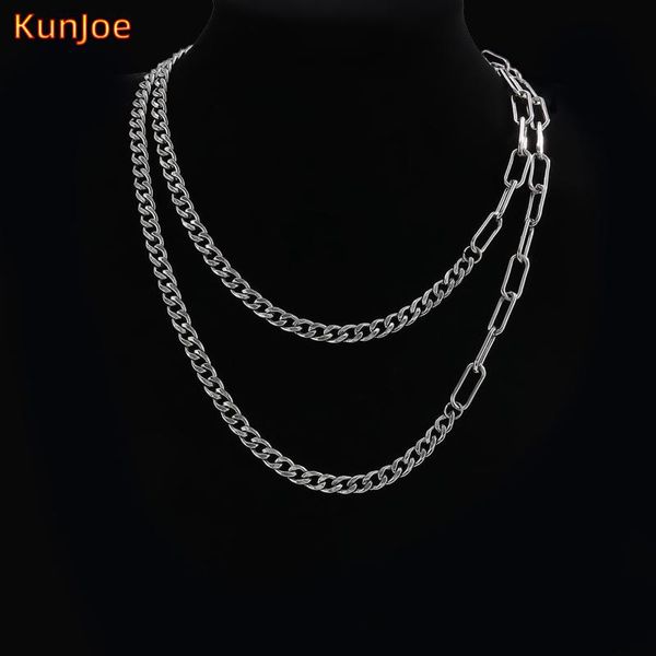 chokers kunjoe 2021 trendy stainless steel double layer long chain necklace minimalist punk for women men gothic jewelry, Golden;silver
chokers kunjoe 2021 trendy stainless steel double layer long chain necklace minimalist punk for women men gothic jewelry, Golden;silver