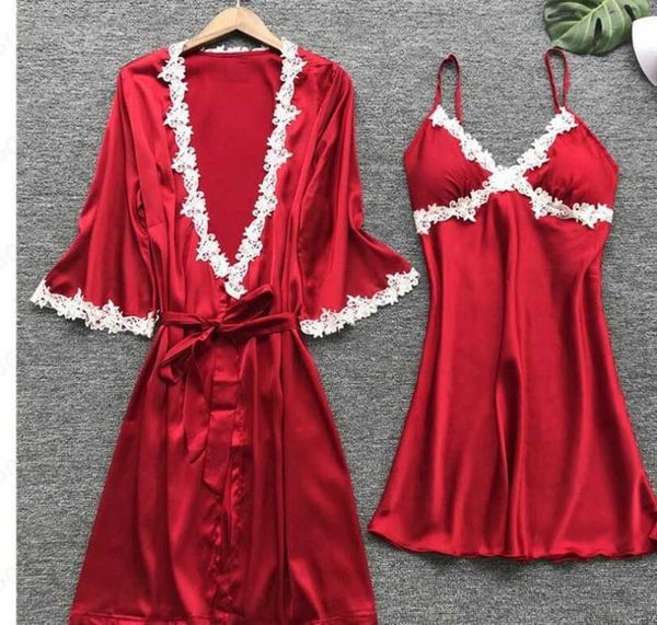 sleepwear underwear women's bathrobe lace ee piece set of pajamas color multi size, Black;red
sleepwear underwear women's bathrobe lace ee piece set of pajamas color multi size, Black;red