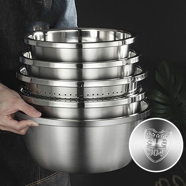 stainless steel salad bowl with drain basket kitchen mixing bowls set vegetables fruit washing storage container
stainless steel salad bowl with drain basket kitchen mixing bowls set vegetables fruit washing storage container