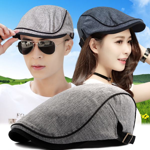 spring and summer korean cotton linen breathable beret men's british fashion forward hat simple duck tongue hat women, Blue;gray
spring and summer korean cotton linen breathable beret men's british fashion forward hat simple duck tongue hat women, Blue;gray