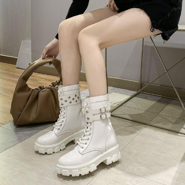 boots platform patent leather rivet women autumn punk motorcycle block heel gothic shoes ankle, Black
boots platform patent leather rivet women autumn punk motorcycle block heel gothic shoes ankle, Black