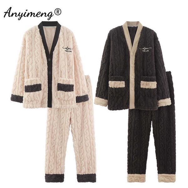 fashion leisure winter thick pajamas for couple warm pajama set for men preppy pjs for women cardigan pijama good quality pijama 210928, Black;brown
fashion leisure winter thick pajamas for couple warm pajama set for men preppy pjs for women cardigan pijama good quality pijama 210928, Black;brown