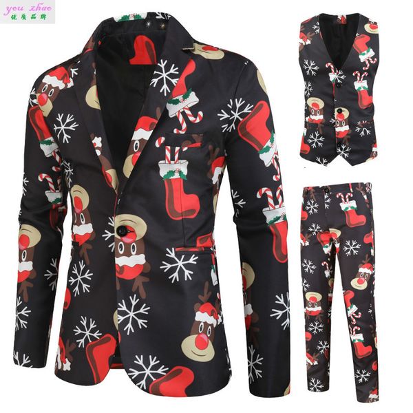 2021 new brand men's casual christmas autumn and winter 3d printing three-piece suit, White
2021 new brand men's casual christmas autumn and winter 3d printing three-piece suit, White