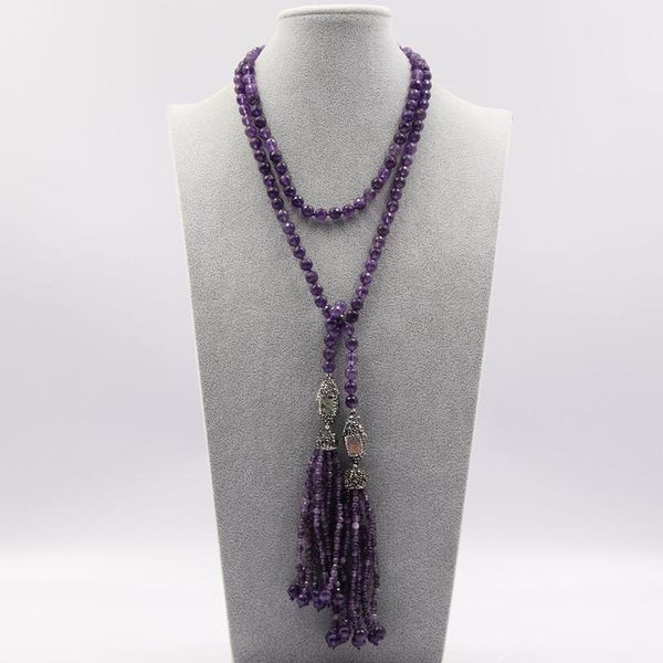 chains guaiguai jewelry natural purple amethysts abalone shell long necklace tassel handmade for women, Silver
chains guaiguai jewelry natural purple amethysts abalone shell long necklace tassel handmade for women, Silver