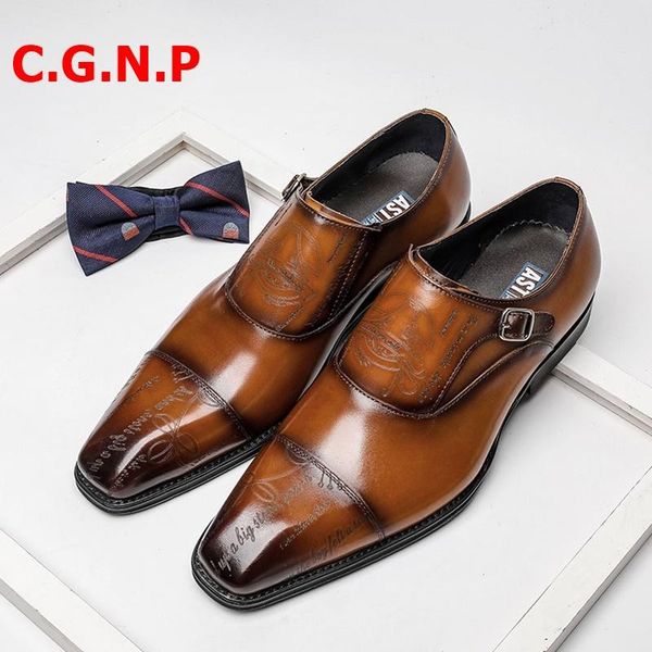 dress shoes c.g.n.p formal men genuine leather letters carving design luxury monk strap mens office wedding, Black
dress shoes c.g.n.p formal men genuine leather letters carving design luxury monk strap mens office wedding, Black