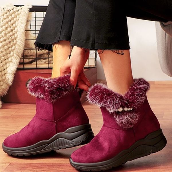 dress shoes winter women snow boots wedges faux suede fur short plush platform flat heel round toe zipper rubber ladies female ju8, Black
dress shoes winter women snow boots wedges faux suede fur short plush platform flat heel round toe zipper rubber ladies female ju8, Black
