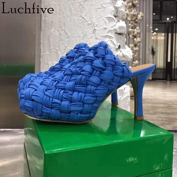 slippers 2021 braided round toe mule women's shoes thin high heels ladies slides blue apricot weaved zapatillas mujer, Black
slippers 2021 braided round toe mule women's shoes thin high heels ladies slides blue apricot weaved zapatillas mujer, Black