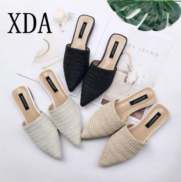 slippers xda weave fashion knitted lady sandals summer female slipper pointed toe half flat mules slides casual shoes, Black
slippers xda weave fashion knitted lady sandals summer female slipper pointed toe half flat mules slides casual shoes, Black