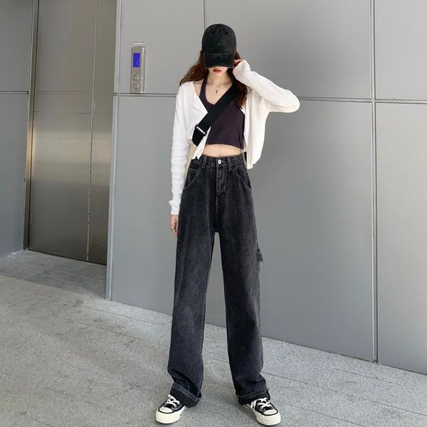 high waist black gray jeans women fashion ins straight jean for womans casual denim pants streetwear white lines mom 2021 women's, Blue
high waist black gray jeans women fashion ins straight jean for womans casual denim pants streetwear white lines mom 2021 women's, Blue