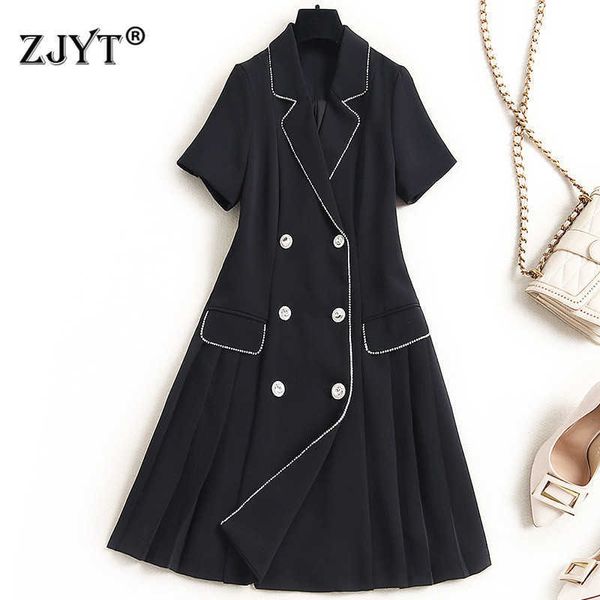 designers elegant summer office lady short sleeve beading double breasted blazer dress women clothes 210601, Black;gray
designers elegant summer office lady short sleeve beading double breasted blazer dress women clothes 210601, Black;gray