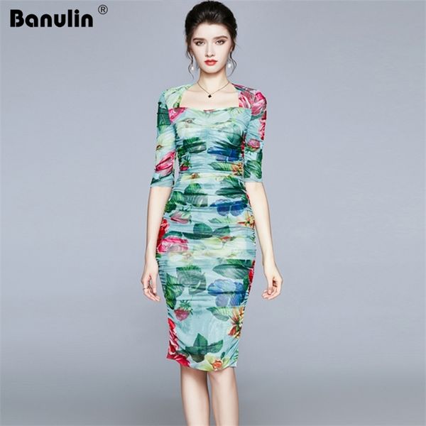 banulin fashion designer runway summer dress women square collar half sleeve rose floral print slim package hip mesh 210603, Black;gray
banulin fashion designer runway summer dress women square collar half sleeve rose floral print slim package hip mesh 210603, Black;gray