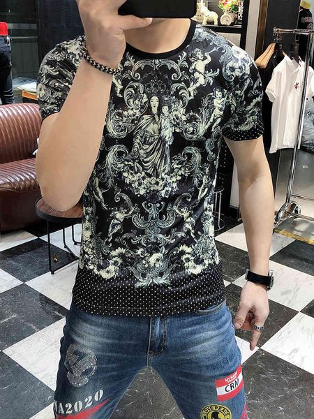 tee mode homme luxe paisley tshirt for man 2021 spring around neck sleeve short shirt impression, White;black
tee mode homme luxe paisley tshirt for man 2021 spring around neck sleeve short shirt impression, White;black