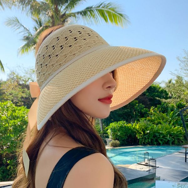 straw hat women's beach big brim empty sun hat folding summer small fresh versatile fashion sun protection hat, Blue;gray
straw hat women's beach big brim empty sun hat folding summer small fresh versatile fashion sun protection hat, Blue;gray