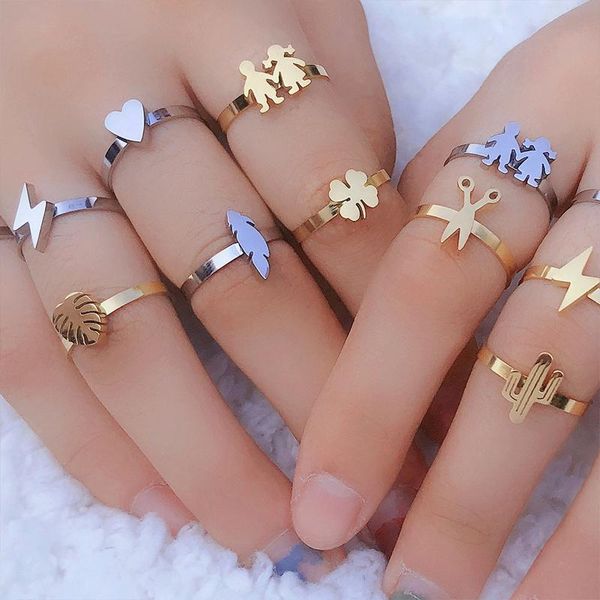 cluster rings ring pattern woman stainless steel womens jewelry adjustable female women charm joint fashion gift, Golden;silver
cluster rings ring pattern woman stainless steel womens jewelry adjustable female women charm joint fashion gift, Golden;silver
