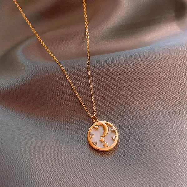 chains cold wind star and moon necklace female round pendant clavicle chain neck, Silver
chains cold wind star and moon necklace female round pendant clavicle chain neck, Silver