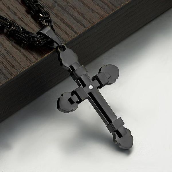 black cross pendant necklace jewelry hip hop men's 316l stainless steel byzantine box chain gift 22-40inch necklaces, Silver
black cross pendant necklace jewelry hip hop men's 316l stainless steel byzantine box chain gift 22-40inch necklaces, Silver