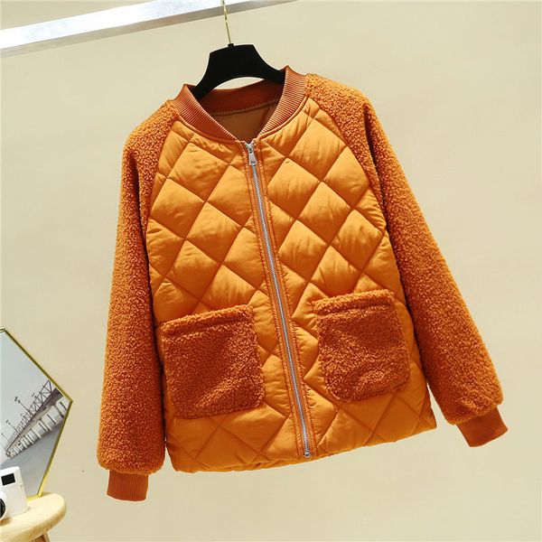 women's down & parkas yellow patchwork fashion women plush casual lambs slim cashmere stitching jacket female streetwear plus size, Black
women's down & parkas yellow patchwork fashion women plush casual lambs slim cashmere stitching jacket female streetwear plus size, Black