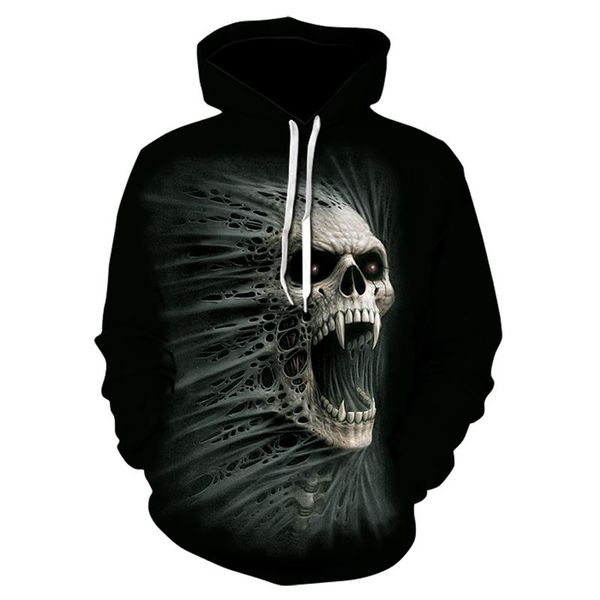 men's hoodies & sweatshirts retro mask skull 3d printed sweatshirt men and women cool motorcycle style hoodie hip hop black