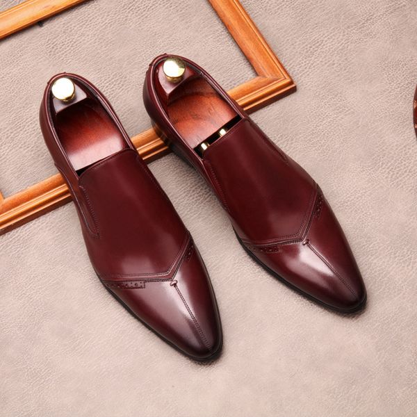 Men Dress Italian Genuine Leather Shoe Casual Pointed Toe Slip On Formal Wedding Business Shoe Black Coffee Oxford Shoes Lofers
Men Dress Italian Genuine Leather Shoe Casual Pointed Toe Slip On Formal Wedding Business Shoe Black Coffee Oxford Shoes Lofers