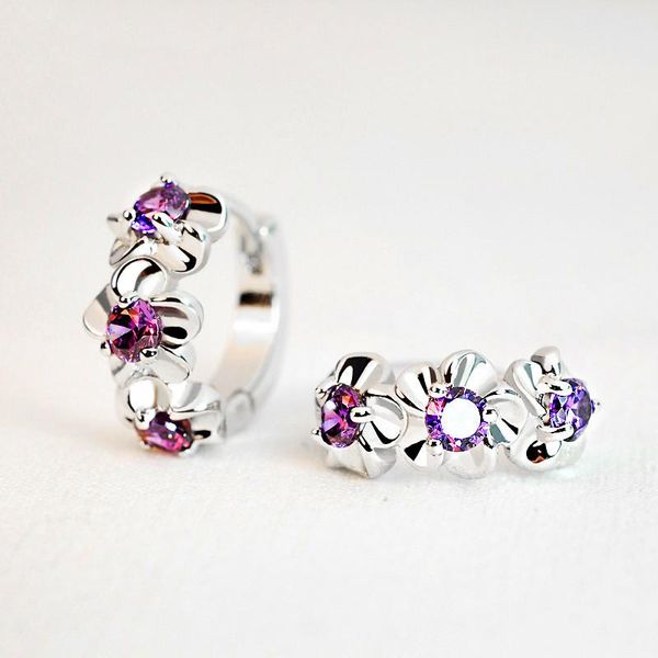 hoop & huggie cute female white purple stone earrings crystal silver color for women vintage bridal flower wedding, Golden;silver
hoop & huggie cute female white purple stone earrings crystal silver color for women vintage bridal flower wedding, Golden;silver