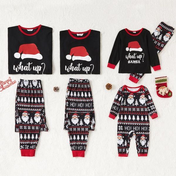 family matching outfits patpat christmas hat and letter print black long-sleeve pajamas sets (flame resistant)1, Blue
family matching outfits patpat christmas hat and letter print black long-sleeve pajamas sets (flame resistant)1, Blue