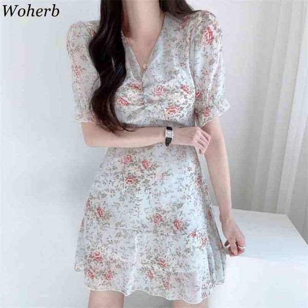 women dress summer korean chic floral puff sleeve slim waist mini dresses vintage v neck chiffon vestidos mujer 210519, Black;gray
women dress summer korean chic floral puff sleeve slim waist mini dresses vintage v neck chiffon vestidos mujer 210519, Black;gray