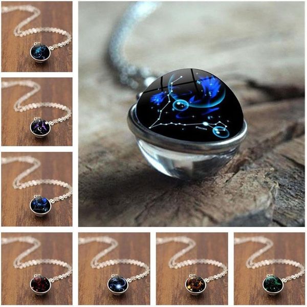 pendant necklaces necklace accessories twelve constellation time gem double-sided glass ball sweater chain jewelry, Silver
pendant necklaces necklace accessories twelve constellation time gem double-sided glass ball sweater chain jewelry, Silver