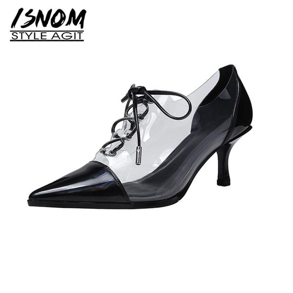 dress shoes isnom fashion ladies clear pvc woman lace up high heels women pumps pointed toe transparent, Black
dress shoes isnom fashion ladies clear pvc woman lace up high heels women pumps pointed toe transparent, Black