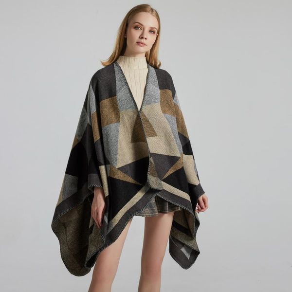 scarves 2021 autumn winter oversized warm plaid ponchos and capes for women cashmere pashmina shawls wraps femme bufanda plus size, Blue;gray
scarves 2021 autumn winter oversized warm plaid ponchos and capes for women cashmere pashmina shawls wraps femme bufanda plus size, Blue;gray