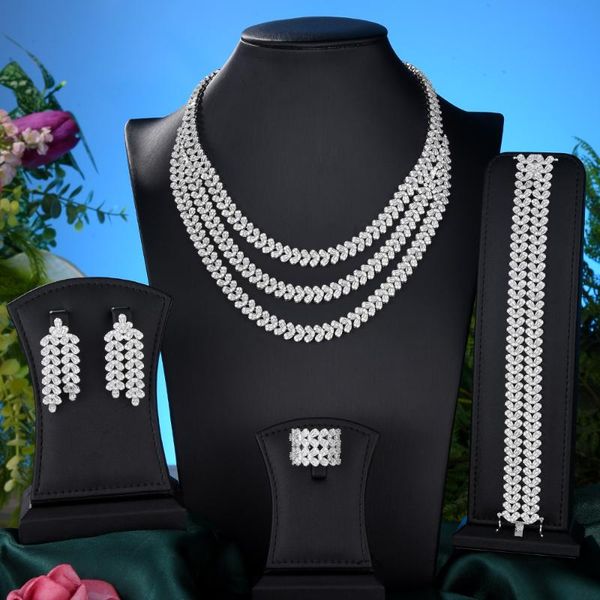 luxury party trendy design fashion 4pcs nigerian charms jewelry set for women wedding zircon african bridal earrings & necklace, Silver
luxury party trendy design fashion 4pcs nigerian charms jewelry set for women wedding zircon african bridal earrings & necklace, Silver