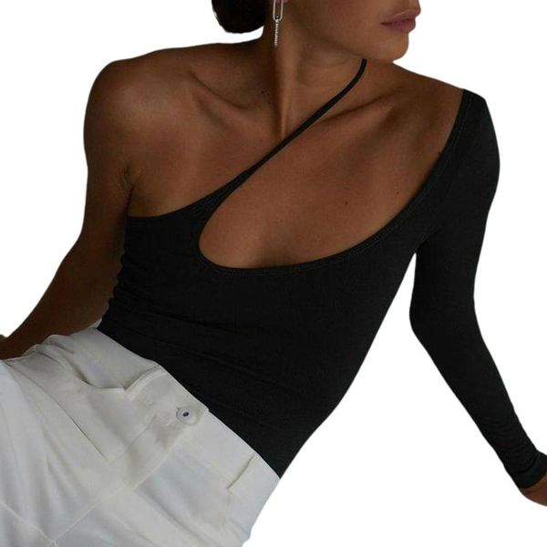 women's t-shirt women\u2021s casual long sleeve fashion solid color irregular one-shoulder slim fit, White
women's t-shirt women\u2021s casual long sleeve fashion solid color irregular one-shoulder slim fit, White