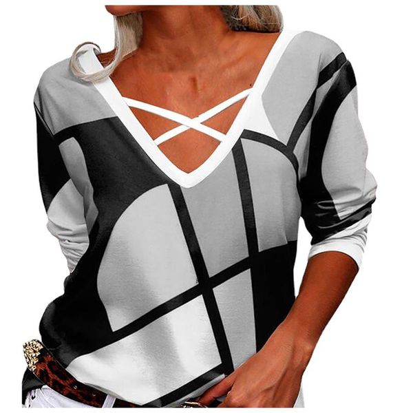 women's blouses & shirts fashion blouse long sleeve casual loose v-neck geometric print plus size blusas mujer de moda 2021, White
women's blouses & shirts fashion blouse long sleeve casual loose v-neck geometric print plus size blusas mujer de moda 2021, White